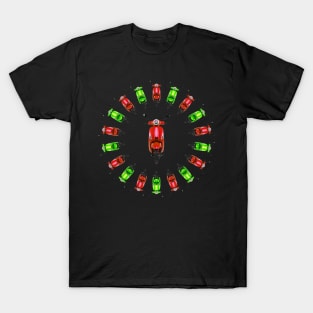 Vespa Scooter Lover Green and Red Circle T-Shirt